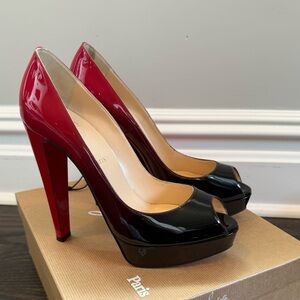 Christian Louboutin Black to Red Degrade Patent Leather Heels